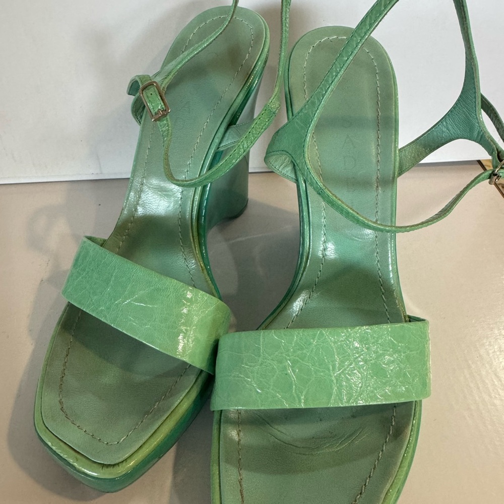 Casadei Teal Wedge Slingback Sandals